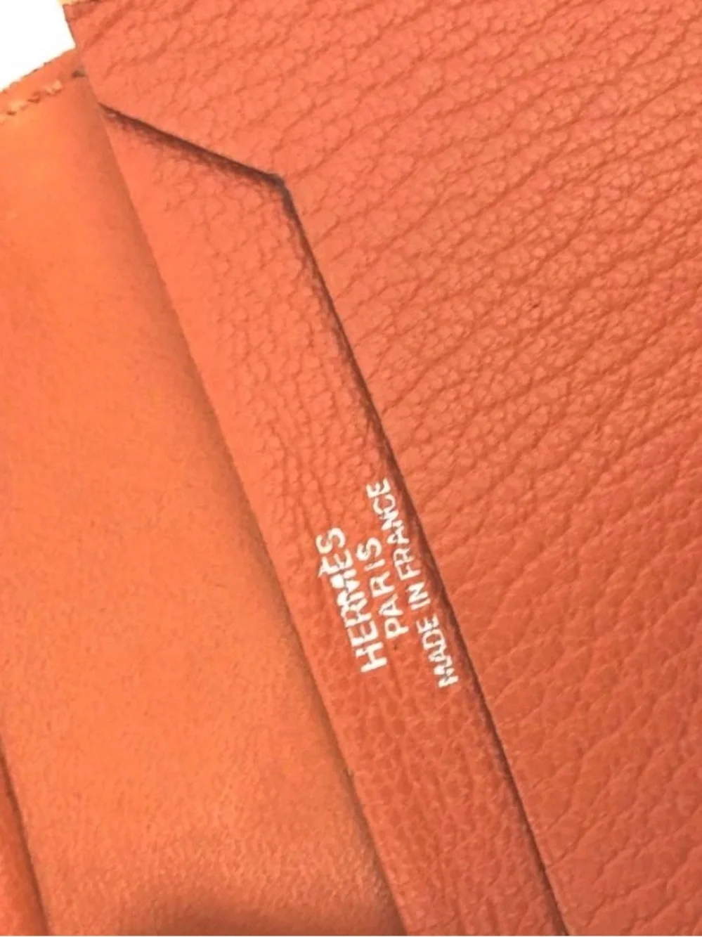 Authentic Hermès Béarn Compact Wallet Orange Leather PHW H - Picture 2 of 8